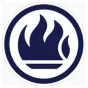Logo: a blue flame inside a circle